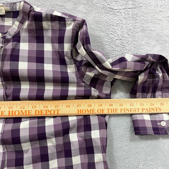 Duluth Trading Wrinklefighter Button‎ Up Shirt Womens S White Purple Gingham - Picture 6 of 7